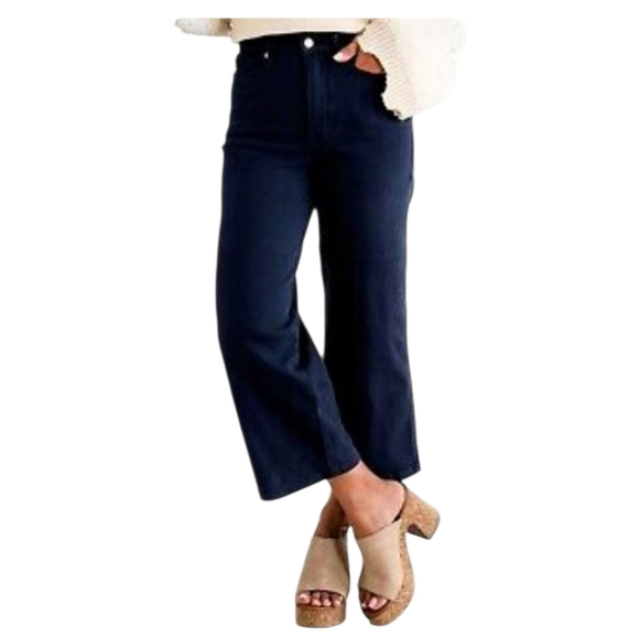 Judy Blue In the Navy Blue Wide Leg Tummy Control Crops Jeans Size 7 - Picture 9 of 9